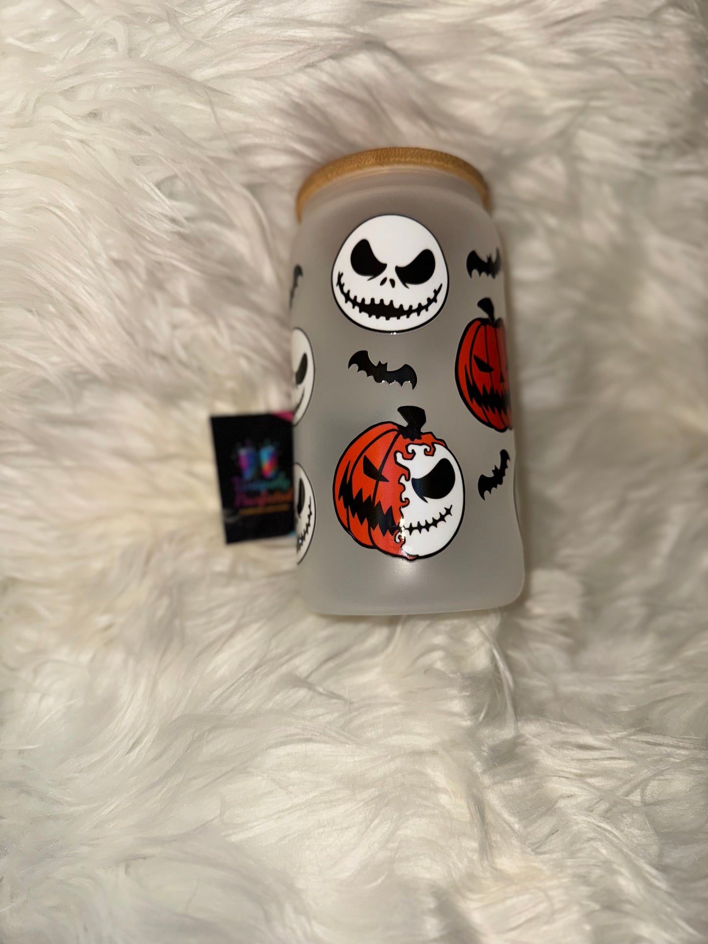 Skeletons & Pumpkins Halloween Frosted Glass