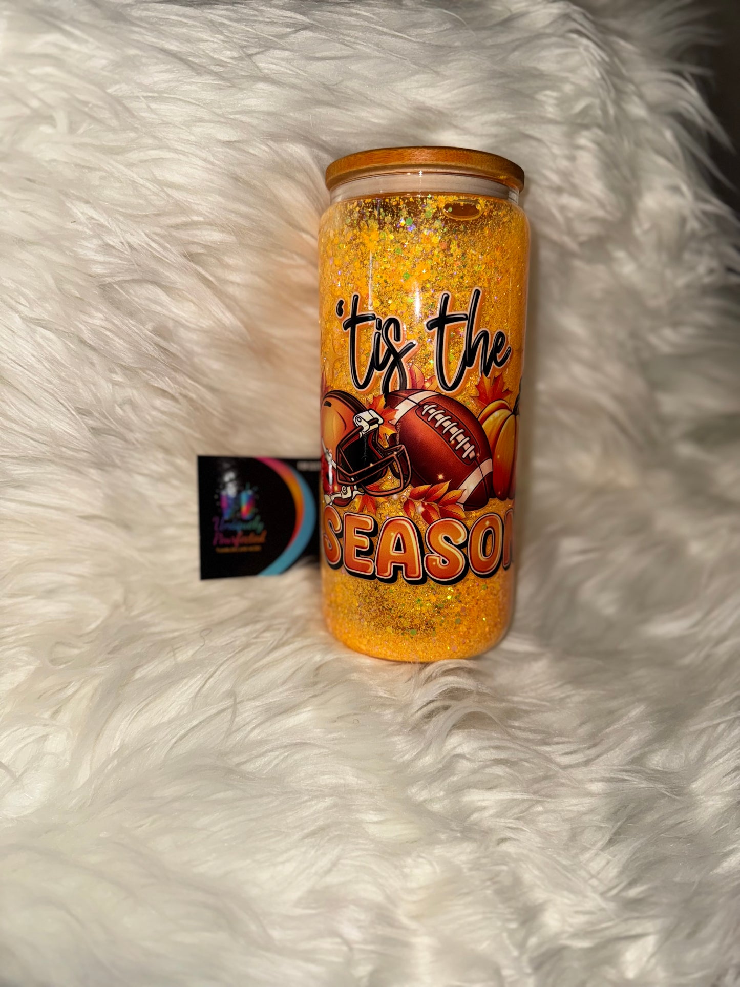 Tis the Season Orange Snowglobe Tumbler