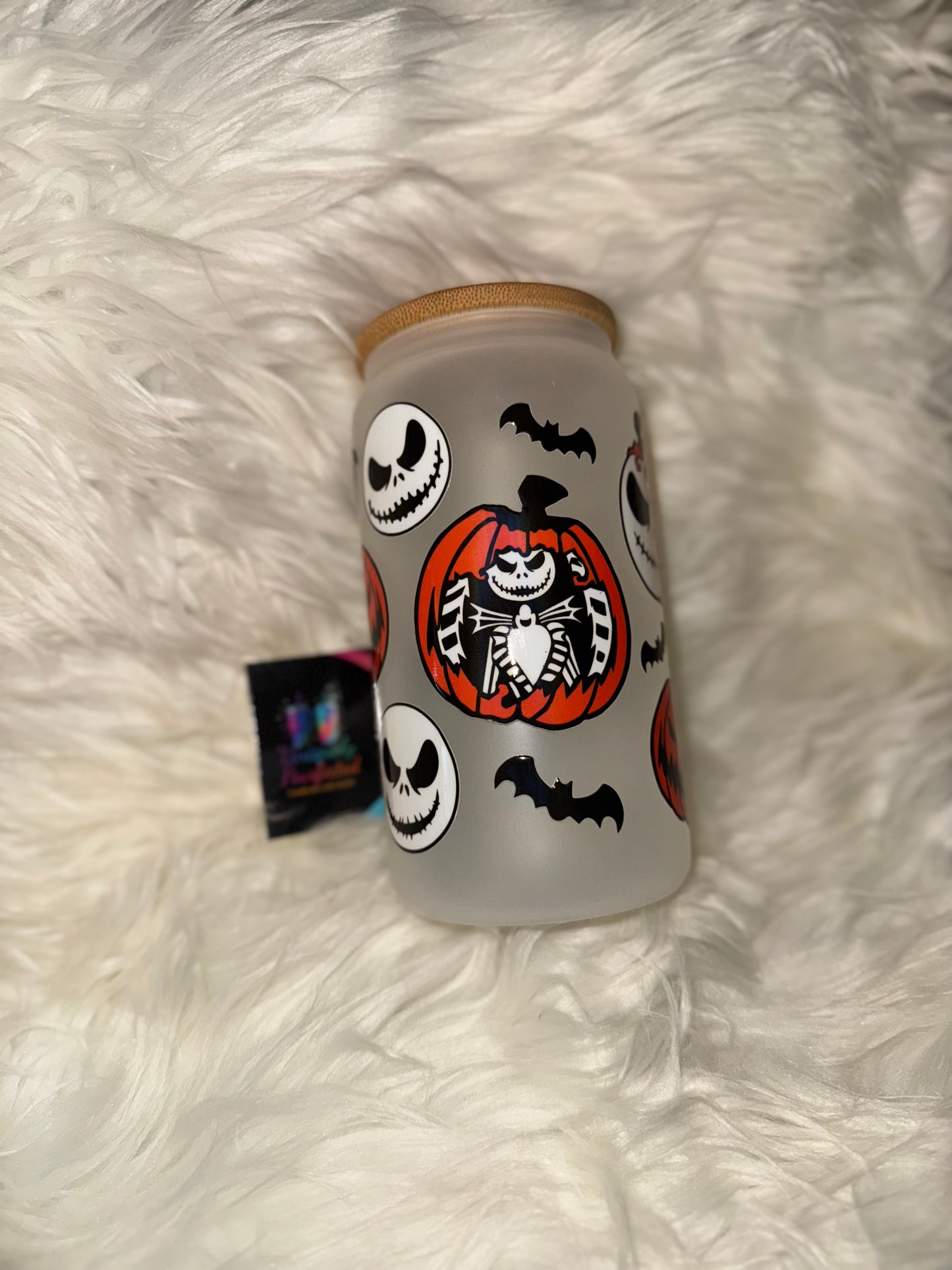 Skeletons & Pumpkins Halloween Frosted Glass
