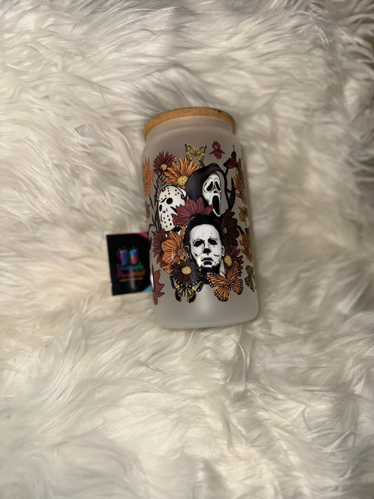 Ghostface, Jason & Michael Horror Frosted Glass Cup